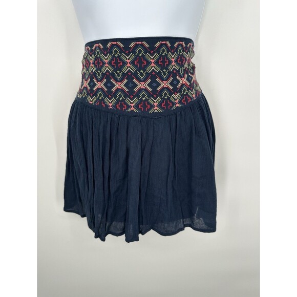 Hollister Skirt Womens vintaSmall Blue Pleated Lined Mini Short Embroidered Y2K - Picture 3 of 10
